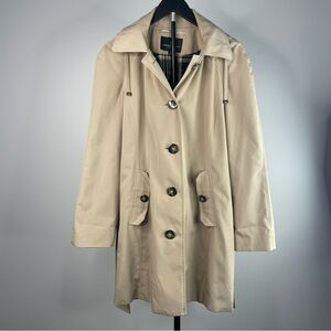 London Fog Women's Beige Lined Trench Coat With Removable Hood Medium